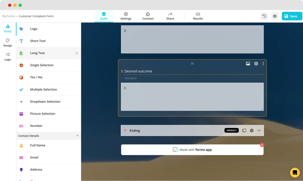 Fügen Sie die wesentlichen Felder hinzu