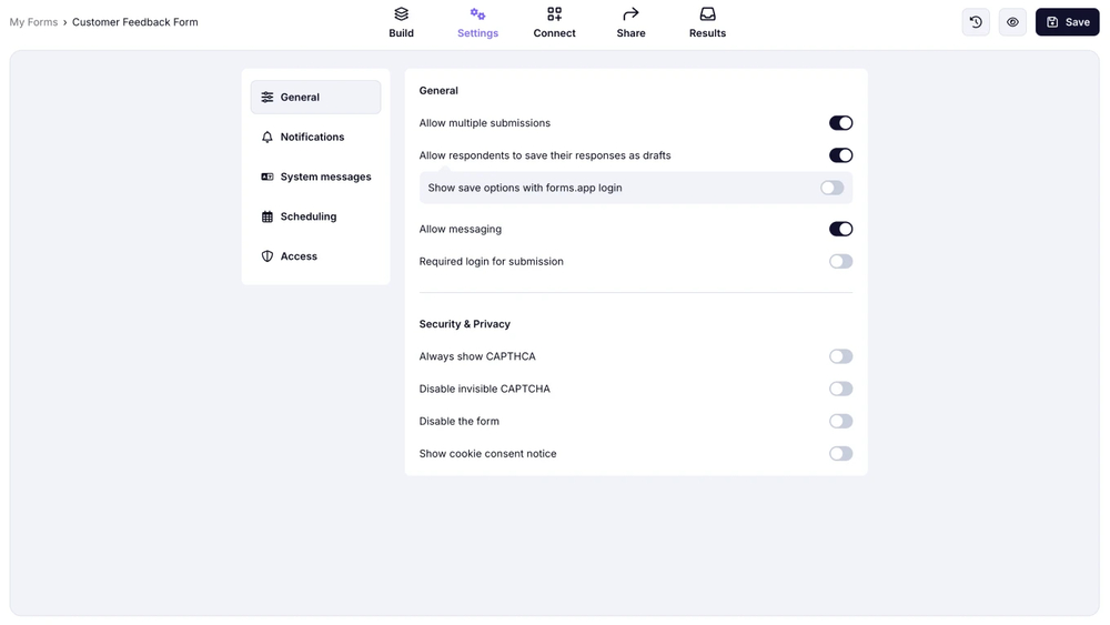Customize the settings