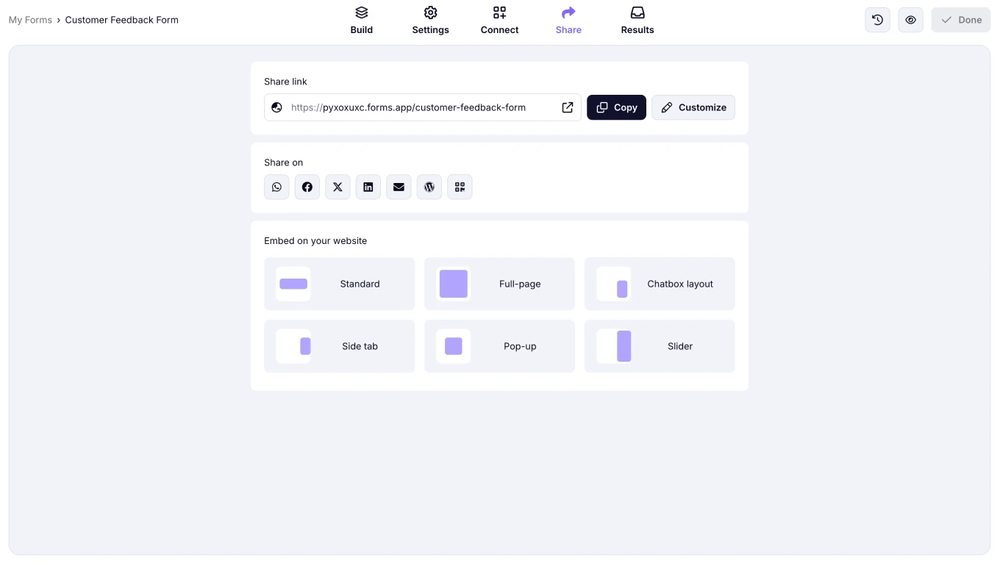 Share your customer feedback form