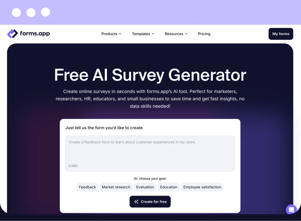 Create an online survey on mobile