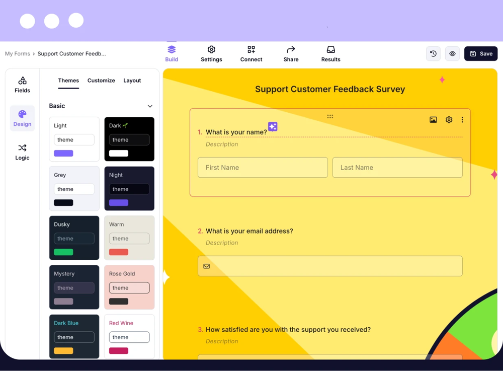 Change the survey theme