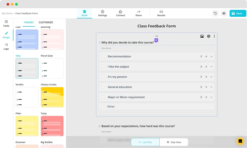 Change the design of your feedback form
