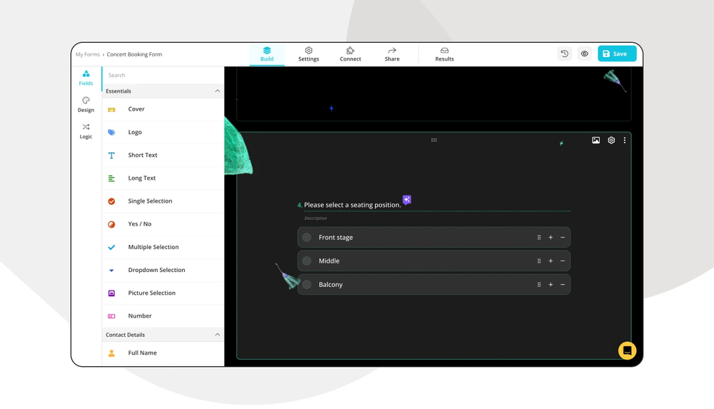 Agrega las preguntas de tu formulario