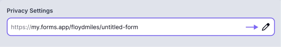 An image showing the part of the URL that can be edited once you click the Pencil icon
