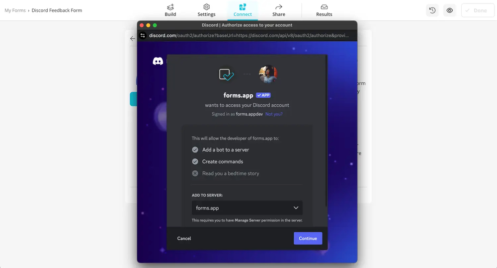 Integrate your form with Discord