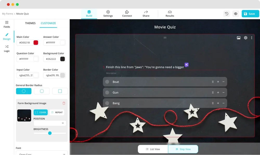 Personnalisation de la conception du quiz