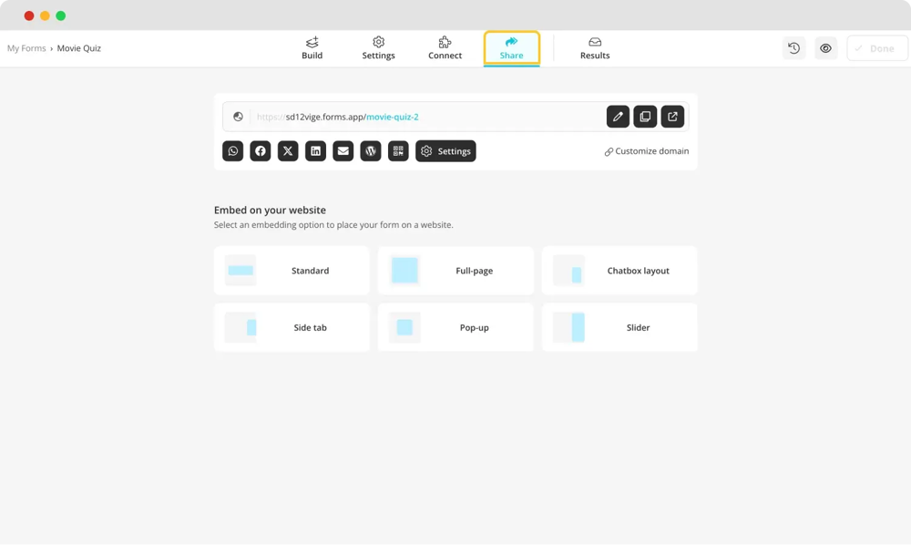 Choisir une option de partage