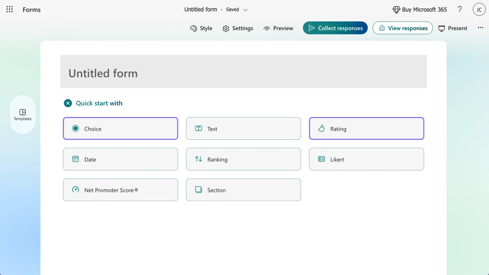 Choose the question type