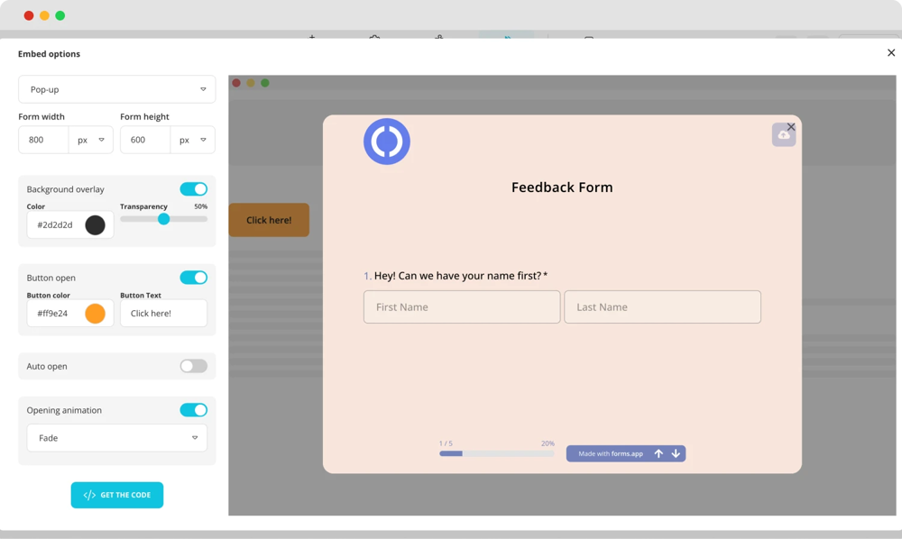 Passen Sie die Pop-up-Einstellungen an