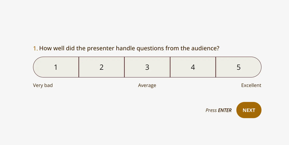 An example rating question for presentation feedback form