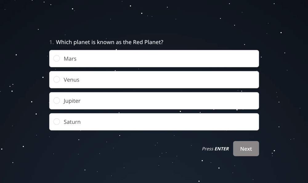 A quiz question about space
