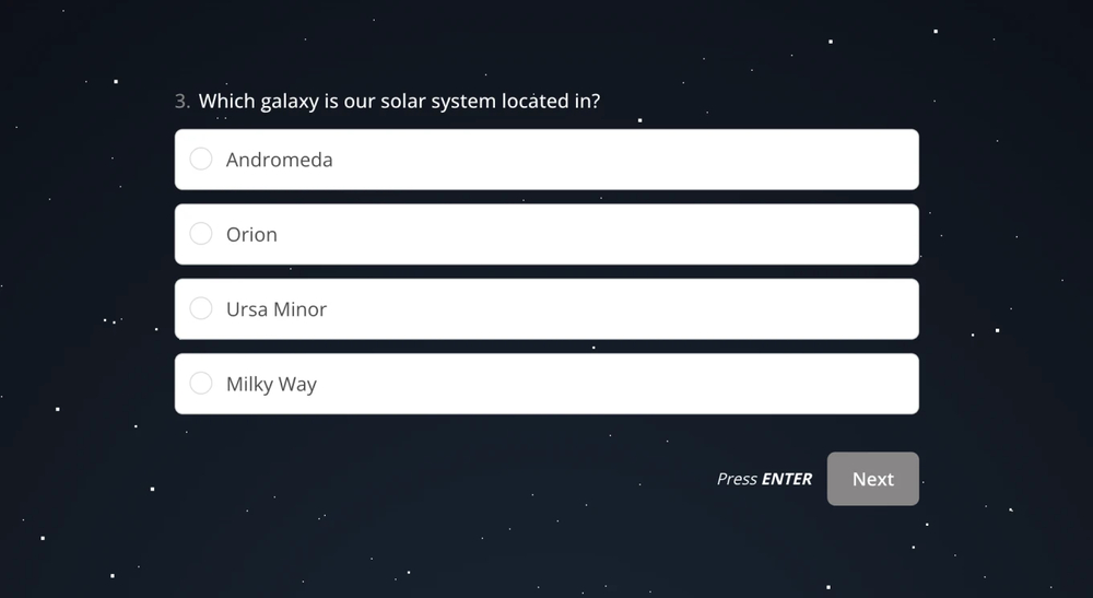 A quiz question about the solar system