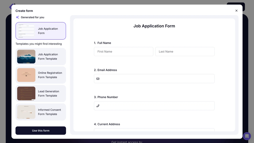 Generate your application form with AI