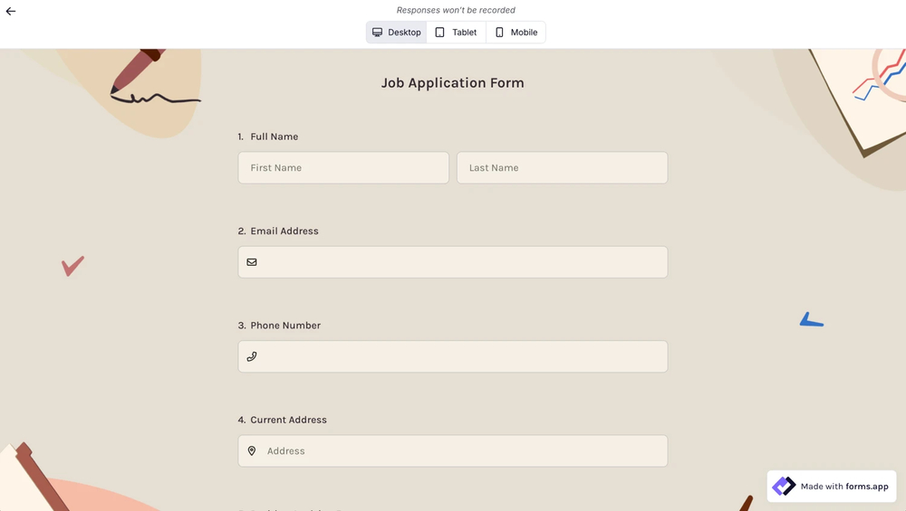 Test your application form