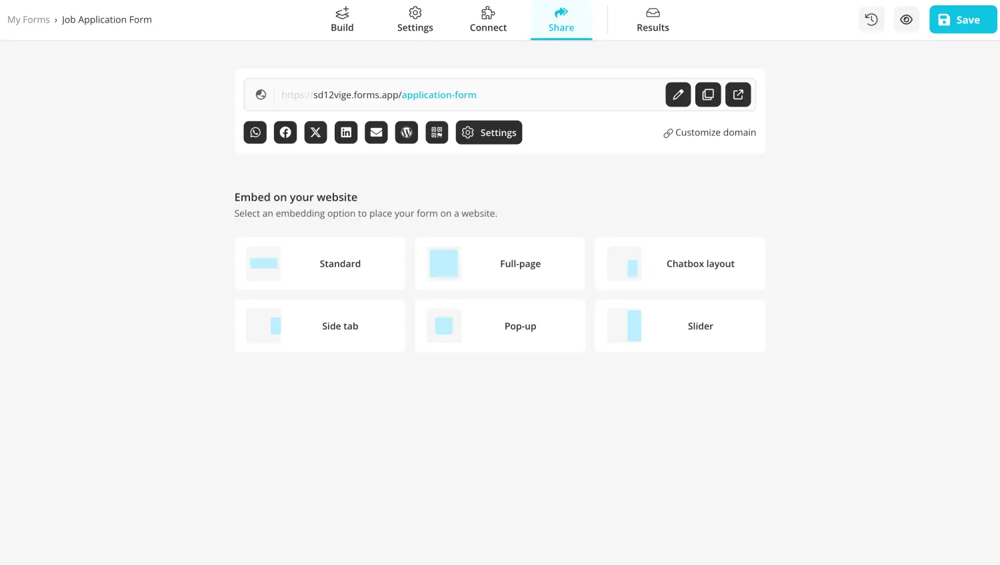Share your application form