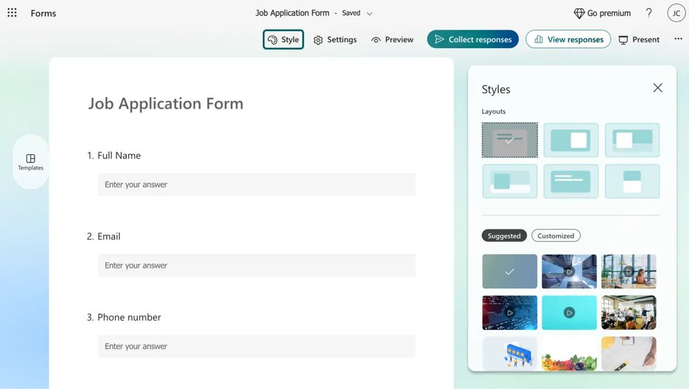 Customize the look of the application form