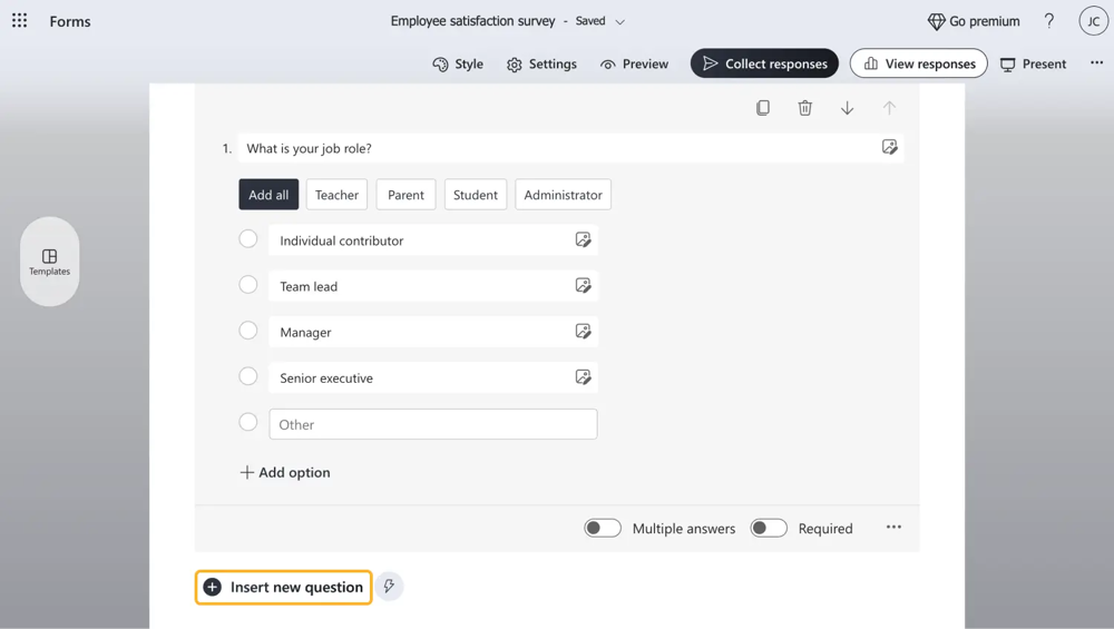 Fragen bearbeiten oder hinzufügen