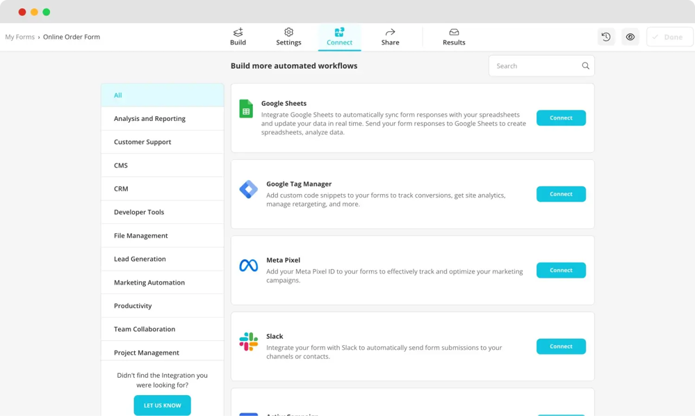 Choisir une intégration