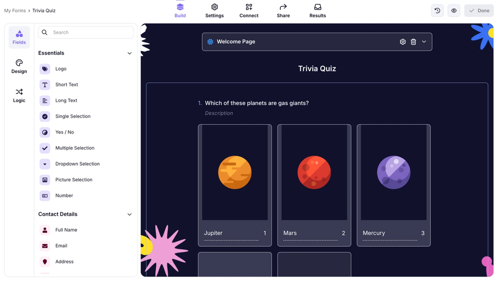 Add questions to your quiz