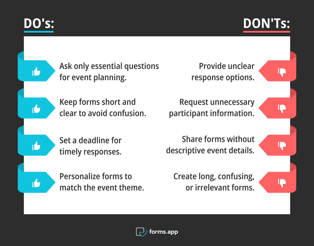 Les choses à faire et à ne pas faire des formulaires de RSVP