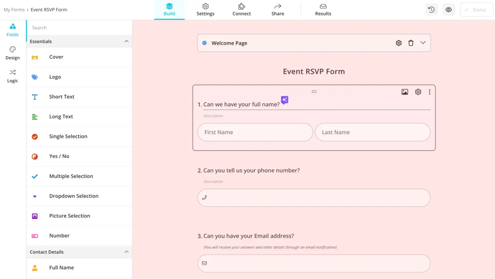 Ajoutez les questions essentielles à votre formulaire RSVP