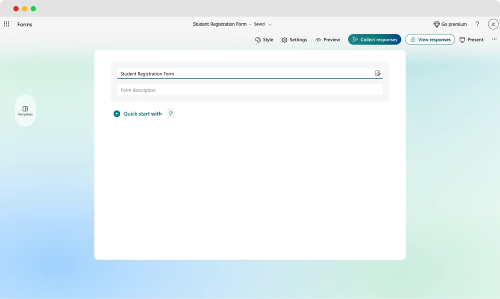 Agregar preguntas y título