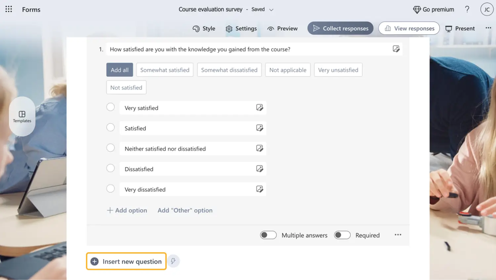 Add questions to your form