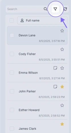 An image highlighting the “Filter” icon, which is located next to the responses search bar