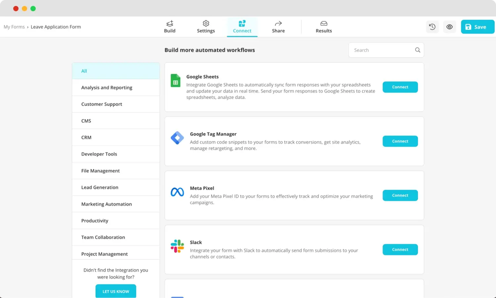 Vérifiez les intégrations pour vous connecter