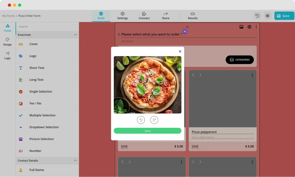 Fügen Sie Pizza-Details hinzu