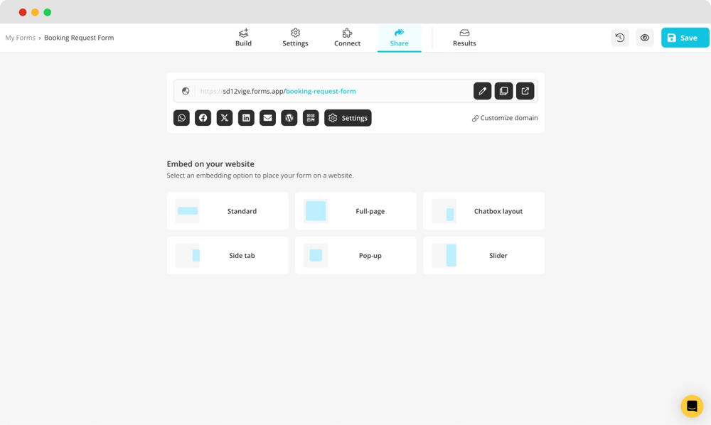 Comparta su formulario