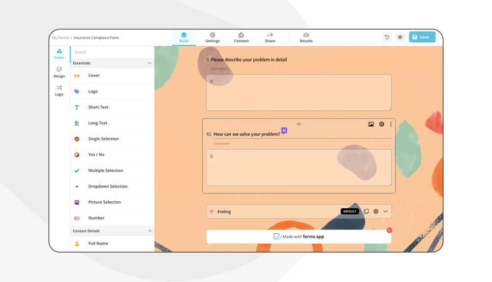 Ajoutez vos questions de formulaire