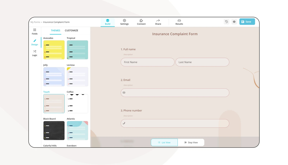 Changer la conception de votre formulaire