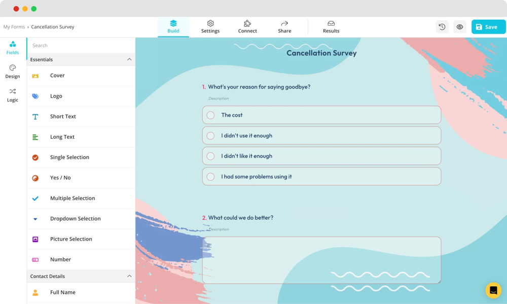Add your cancellation questions