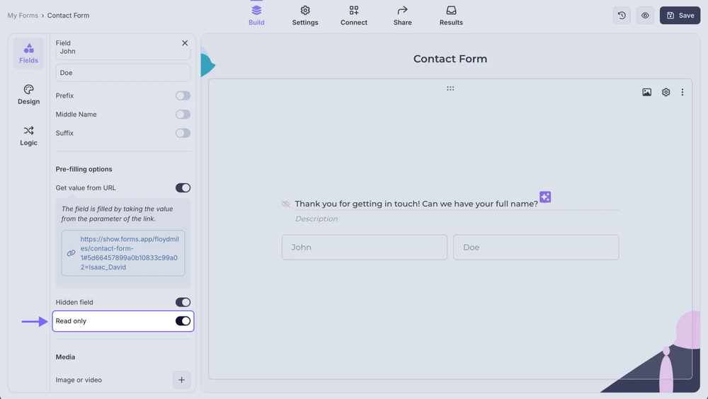An image showing&nbsp; the “read-only” setting, which you need to enable if you don’t want your respondents to change this answer