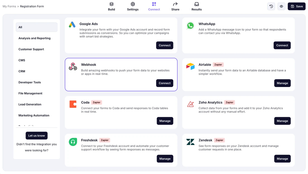 Enable webhook integration