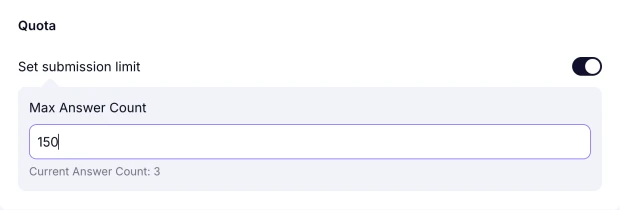 An image showing entering the number of submissions you would like to get to the Max Answer Count area