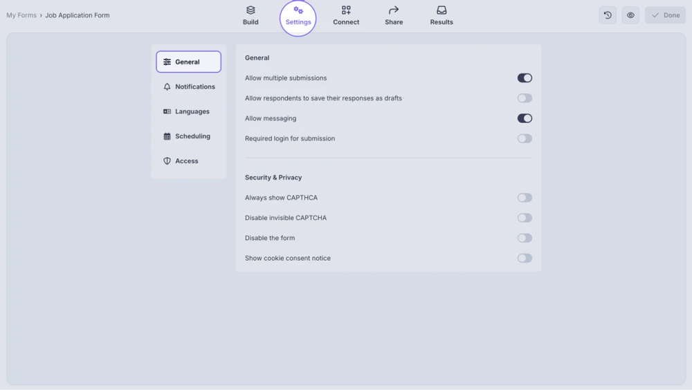 An image showing how you can access the General section after you open the Settings tab