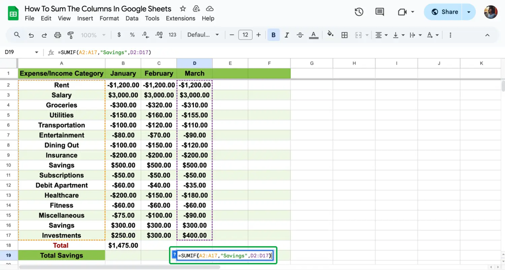 Use a fórmula SUMIF