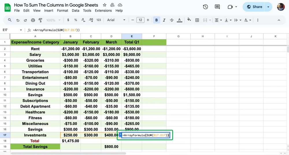 Use a fórmula de matriz