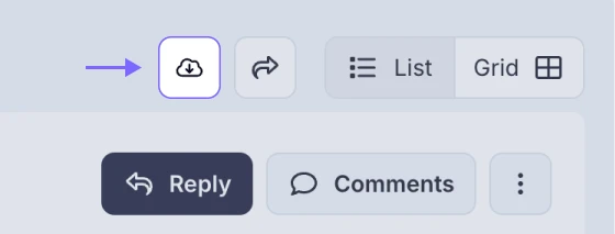 An image showing the Download icon you need to press to start the downloading of your responses