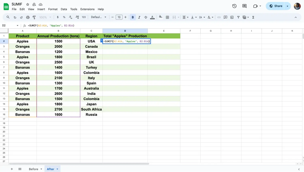 Formülü yazmak için bir hücre seçin