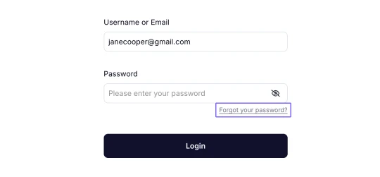An image showing the Forgot Password button