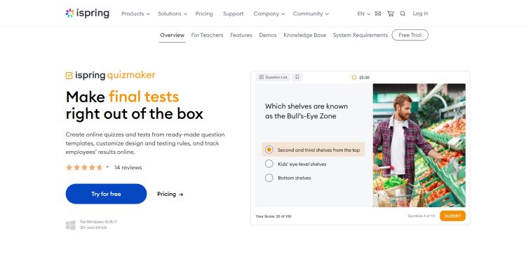 #14 Quizlet alternative - iSpring Quizmaker