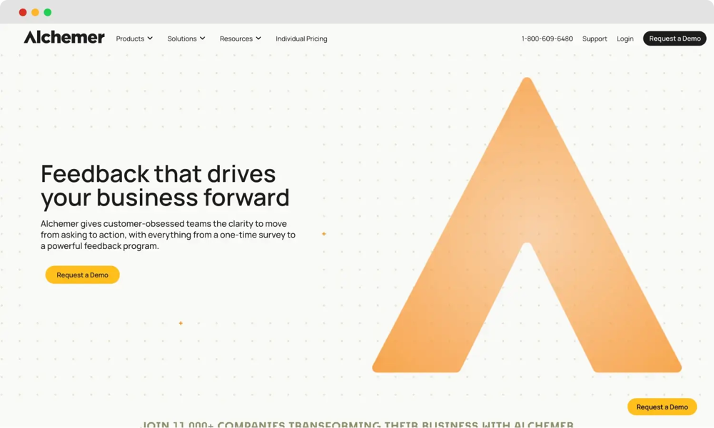 Die Homepage von Alchemer