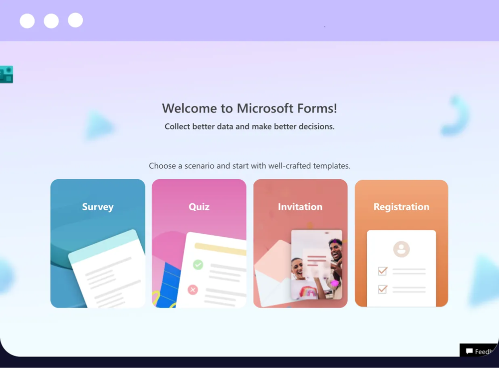 The Homepage of Microsoft Forms