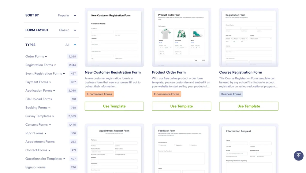 Galería de plantillas de Jotform