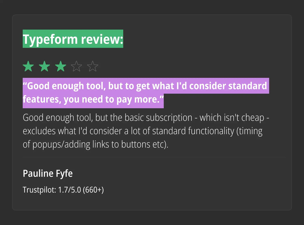 Critique de Typeform