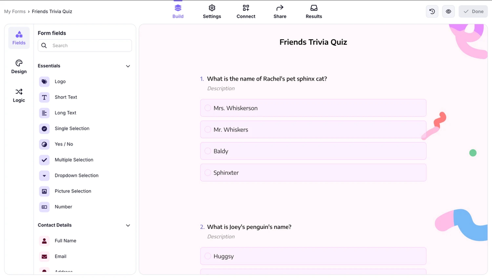 Workspace of forms.app
