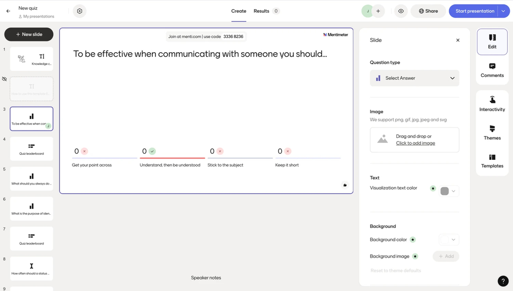 Workspace of Mentimeter